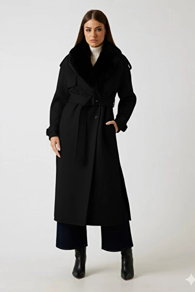 Guess Ella Women's Black Wool Blend Coat 5Bgl027125A-Jblk