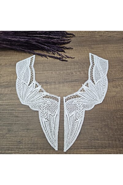 Kaf Kumaş Beyaz Güpür Dantel Yaka 1 Takım | Model 2