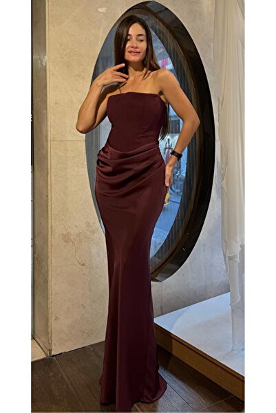 Nika Fashion Üstü Krep Altı Saten Abiye