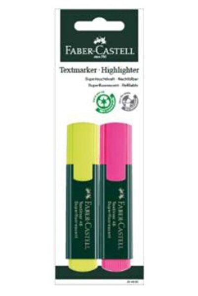 Faber Castell Textliner 48 Highlighters - Yellow & Pink Duo