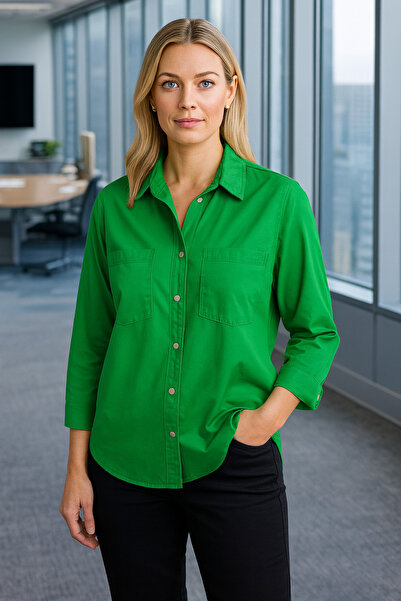 TUSSE Women's Elegant Snap Closure Plus Size Oversized Shirt