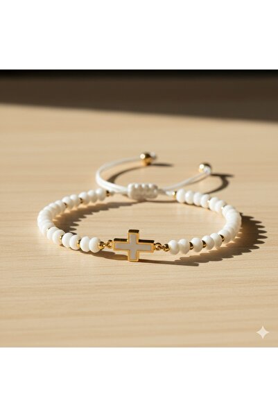 Feron accessories Unisex Bileklik 6 Renk Seçeneği Haç Figürlü Boncuk Bileklik...