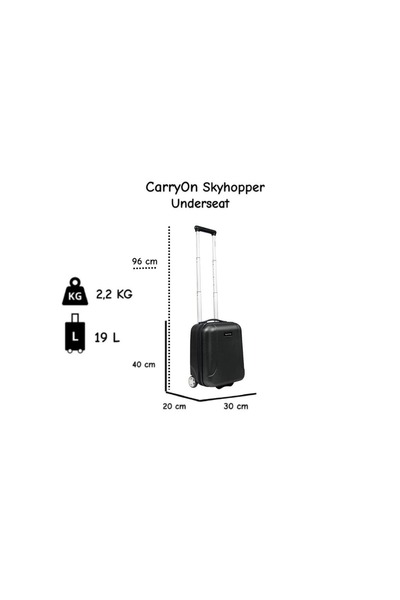 CarryOn Cabin trolley XS Skyhopper Underseat, 40×30×20 cm, Wizz Air, polycarbonate, TSA code, black