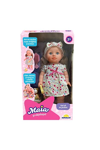 Sunman Papusa interactiva Maia cu catelus, Multicolor