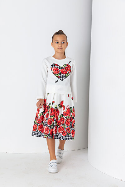 incity Girl's Ecru Rose Printed Stylish Skirt – New Product
