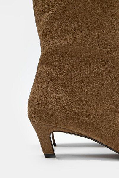 NILUFARR Rolene Sigaro Suede Genuine Leather Short Heeled Women's Boots