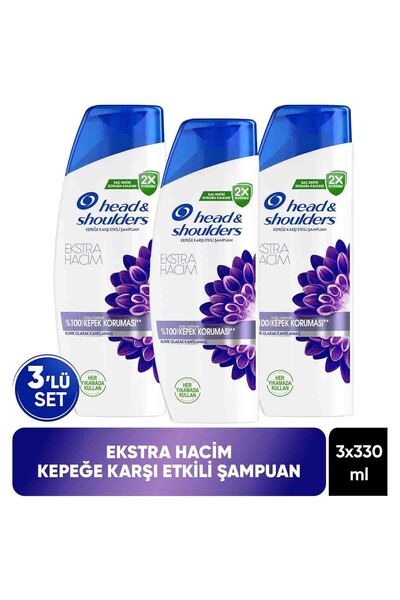 Head & Shoulders Ekstra Hacim Kepek Karşıtı 330ML Günlük Kullanım Şampuan x 3...