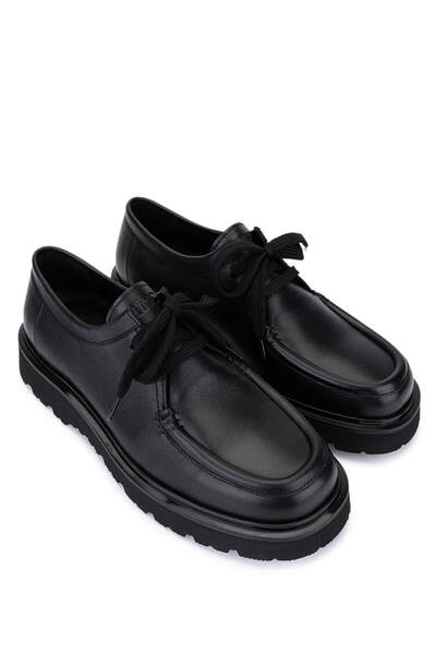 Tamer Tanca Men's Genuine Leather Black Leather Loafer Shoes