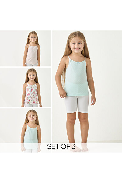 Juniors Printed Camisole with Lace Trim - Set of 3