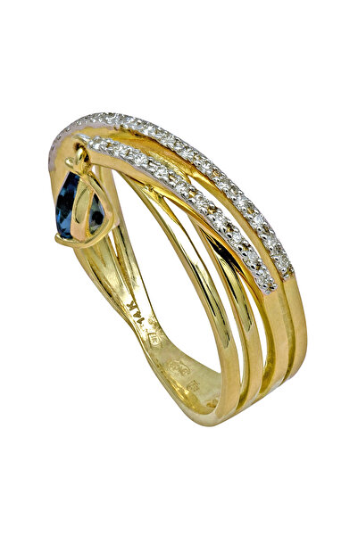 Gold Inel Aur de 14K cu Diamante și Topaz