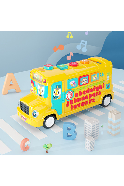 Ominii Baby School Bus Toy for 18M+,Kids Educational Toy,Musical Learning Animal School Bus