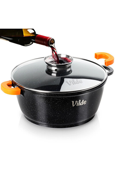 Vilde Granite Non-Stick Pot with Glass Lid 28 cm, 5.8 L