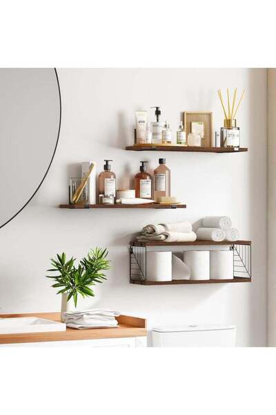 Arabest رفوف حمام عائمة من 3 طبقات + 1 فوق المرحاض، ديكور حائط للحمام وغرفة المعيشة