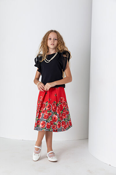 incity Girl's Red Rose Printed Stylish Skirt – New Year's Special