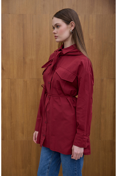 Birgül Bektaş Πουκάμισο με διπλή τσέπη σε μπορντό χρώμα