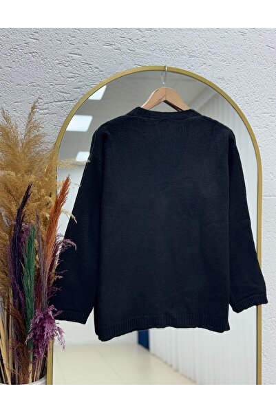 MİHRA STORE Ferilia Buttoned Knitted Sweater Cardigan-Zi̇6229 Black