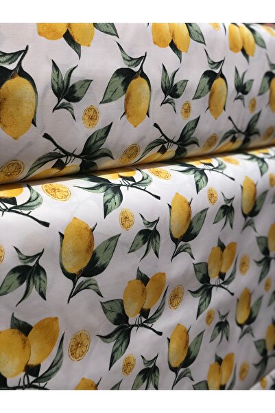 zera collection Kumaş Duck Bezi Keten Kumaş (100x180) (Yüksek Kontrast) Limon...