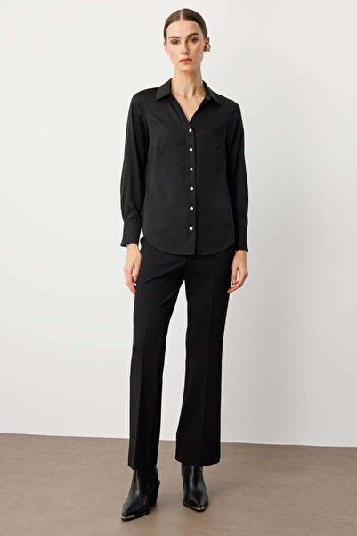 Ekol Σατέν μπλούζα με κουμπιά