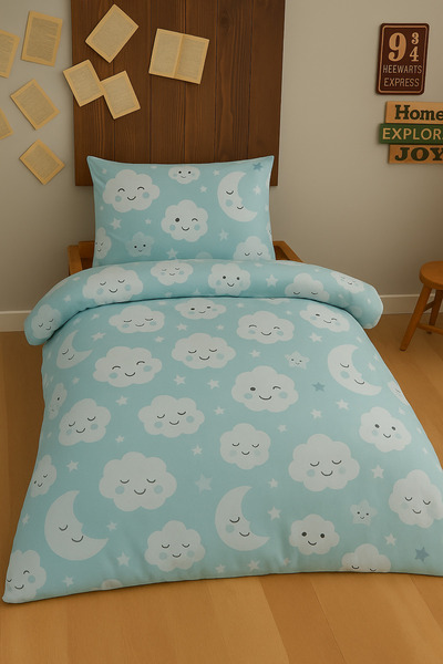 köklem Kolay Ütülenir Tek Kişilik Nevresim Yeşil Mavi