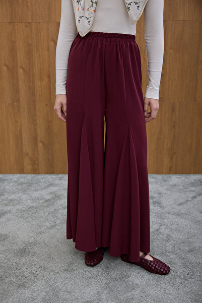 Birgül Bektaş Plum Godeli Crepe Pants