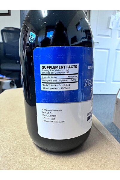 COMPASS LABORATORY Methylene Blue 1% USP-Grade, 237ml Glass Bottle