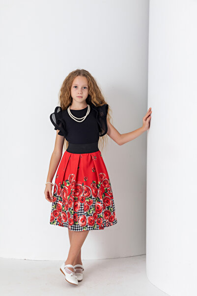 incity Girl's Red Rose Printed Stylish Skirt – New Year's Special