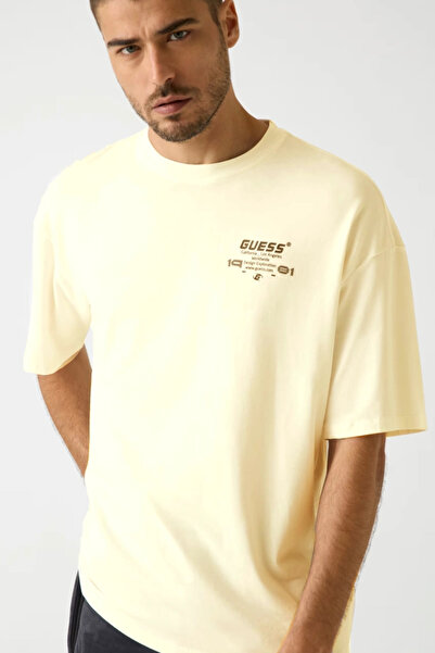 Guess Ανδρικό μπλουζάκι Eldrin σε μπεζ Active Modal Blend oversized Fit Z5BI01JR06K-G9D0