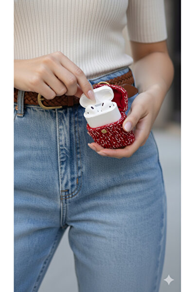 drt tasarım حافظة سماعات رأس محبوكة لامعة مع سلسلة مفاتيح وغطاء سريع الفتح وح...