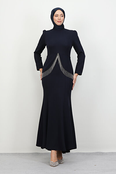 Lamia Giyim İmge Krep Elbise Lacivert