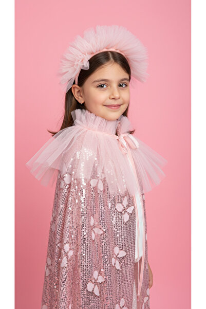 Jolanda طقم عباءة وتاج للفتيات مزين بالترتر على شكل فراشة