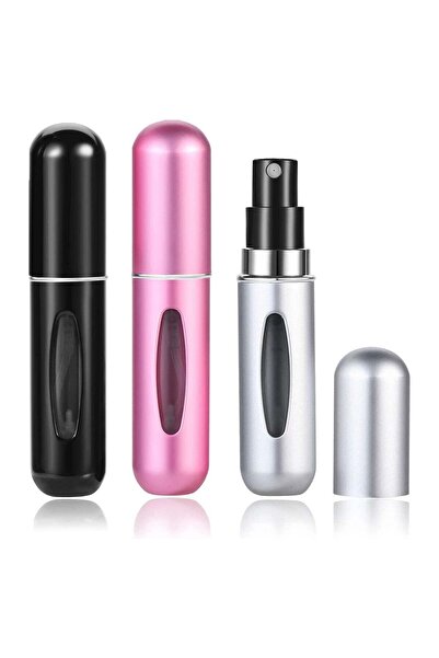 BLOOMING TIME Perfume Refillable Bottles 6ML, 3PCS Mini Travel Atomizer (Black Silver Pink)