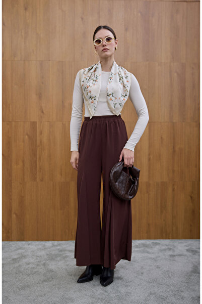 Birgül Bektaş Παντελόνι κρεπ Bitter Brown Godeli