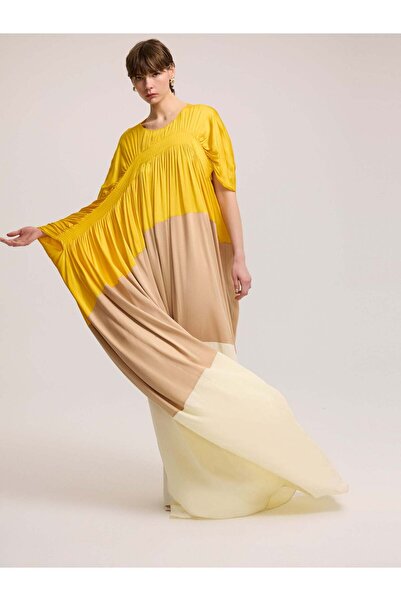 BAQA Brown Draped Long Dress