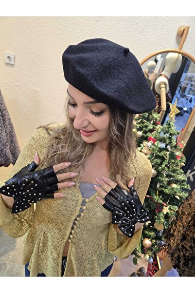 nurelland Siyah fiyonklu eldiven