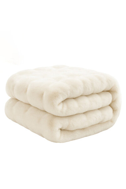 zola Fluffy faux fur/plush blanket, Zola, 160 × 100 cm, polyester, white