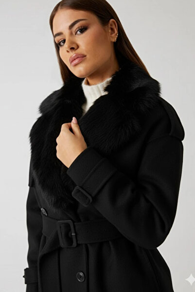 Guess Ella Women's Black Wool Blend Coat 5Bgl027125A-Jblk