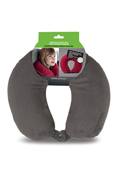Worldpack Travel neck pillow, F10479, with micro-beads, 31x10x32 cm, anthracite