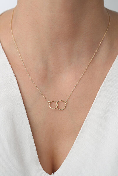 Bayar Gold 14 Ayar Altın İç İçe Geçmiş Halka Kolye