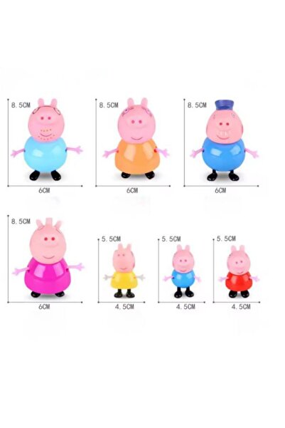 OEM Peppa Pig Happy Family Figurine Set, 6 Pieces, Cartoon Characters, Toys for Children 3+