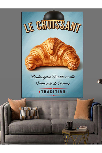 KanvasSepeti Croissant francez Pictură în ulei de înaltă calitate texturat Pâ...