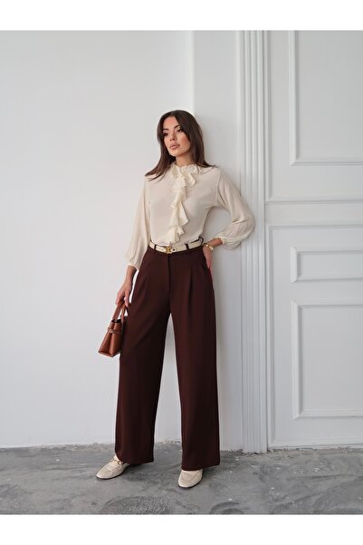 Paw Garage Women's Nova Modal Textured Pleated Palazzo Pants