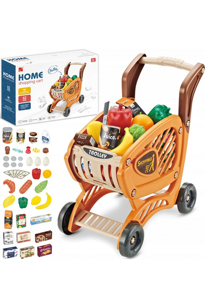 Matadi Home Shopping Brown/Orange shopping cart with 42 elements, wheels, easy to assemble