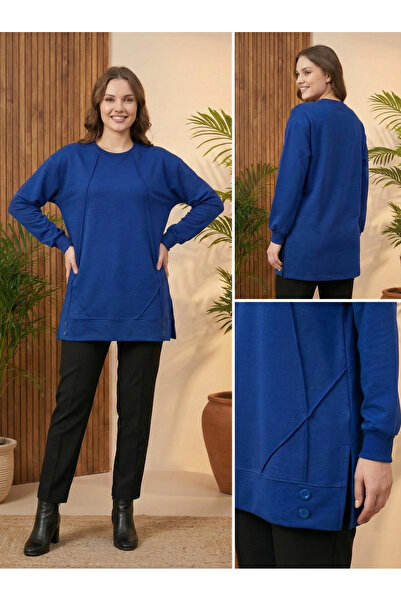 Birol Triko Women's Cobalt Blue Buttoned Tunic