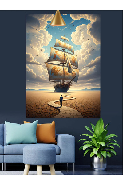 KanvasSepeti Navă cu pânze Pictură în ulei de înaltă calitate texturat Pânză ...