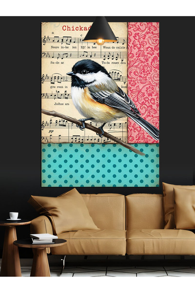 KanvasSepeti Desen cu note muzicale de păsări Pictură în ulei de înaltă calit...