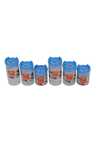 Lawazim Food Container Set 6pcs Blue - BPA-Free Clear Storage Jars