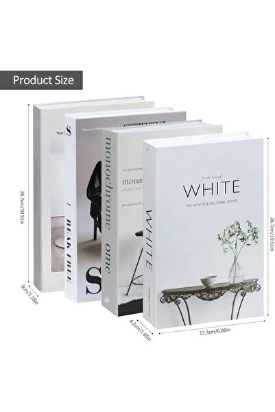 THE WHITE SHOP 4 PCS Decorative Faux Books Set for Home Decor