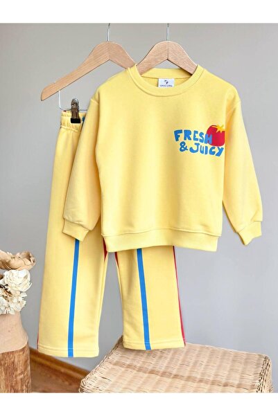 KidsSel Girl's Printed Model 3 Thread Cotton Fabric Bottom Top Set