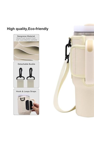 JZS Water Bottle Carrier Bag with Phone Pocket for Stanley Tumbler Pink