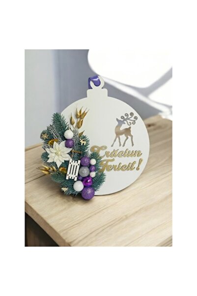 OEM Christmas wreath, painted and decorated MDF base, diameter 30cm